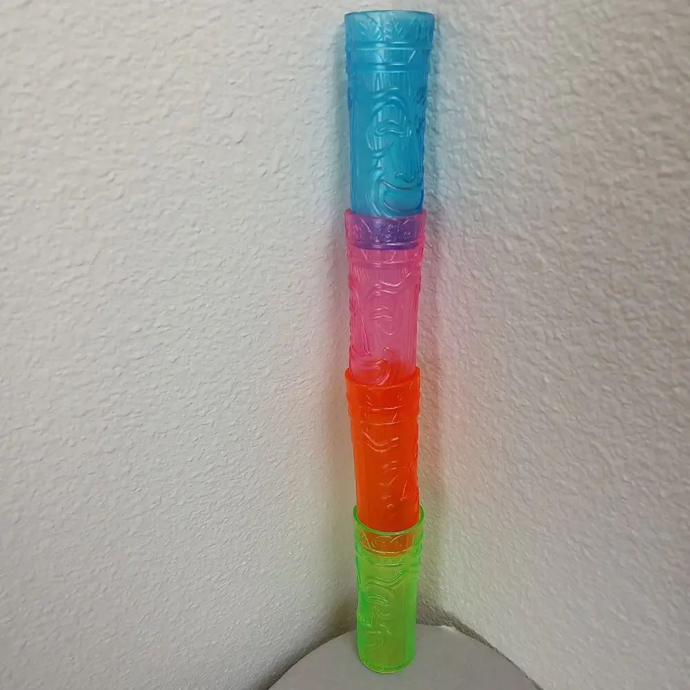 set of 4 neon tiki shot glasses 3.75